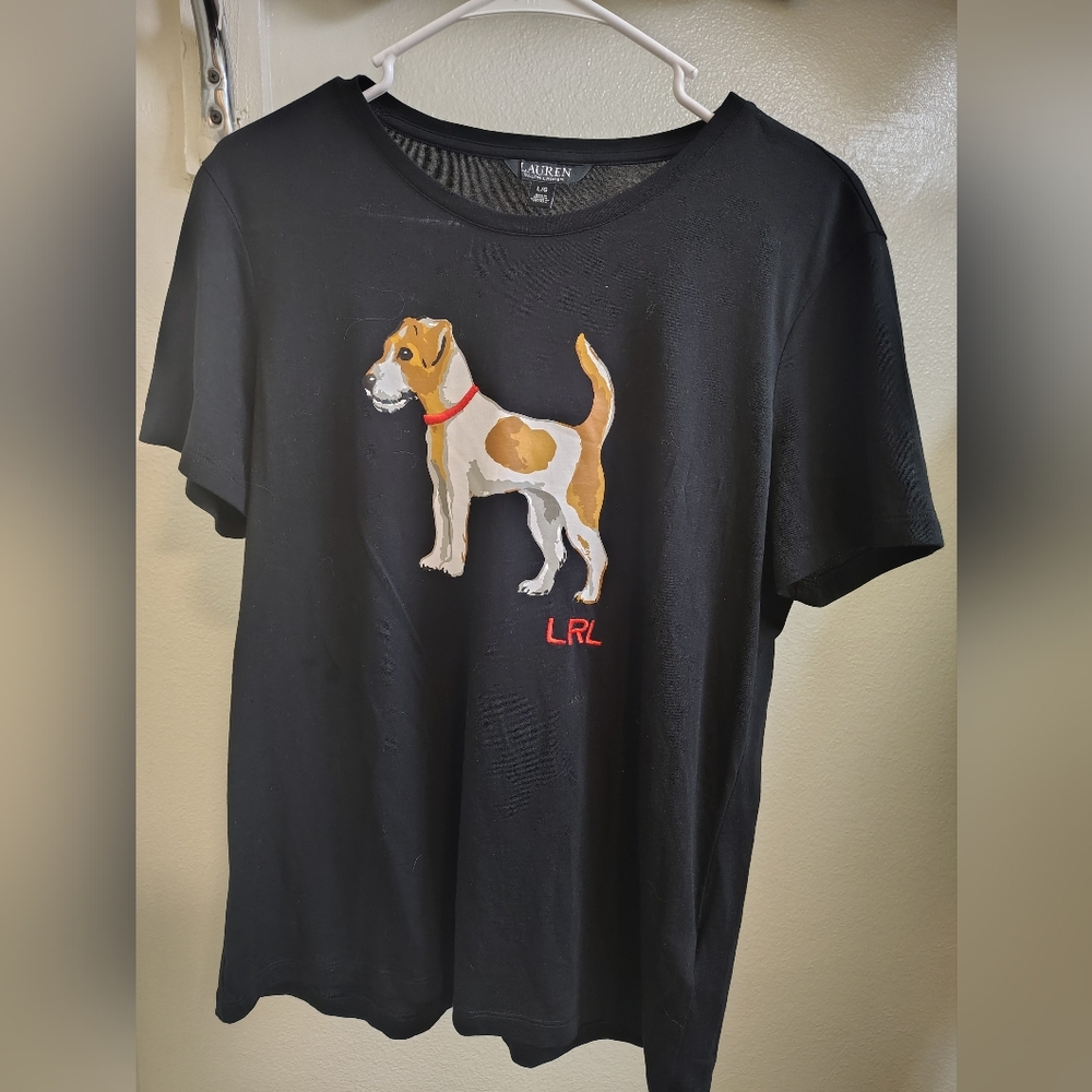 Lauren Ralph Lauren Black and Red Short Sleeve Tee
